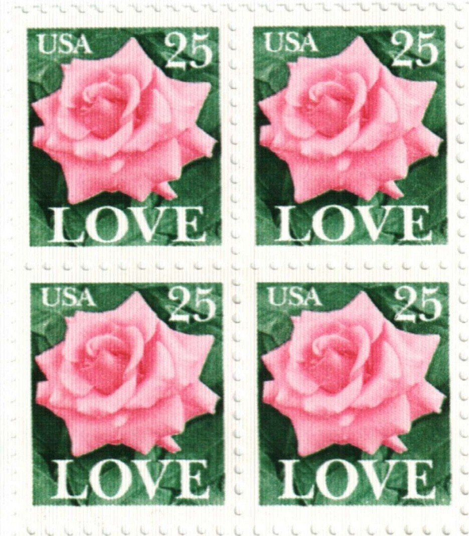 United States 25¢ Pink Rose Love Postage Stamp #2378 x 100 singles