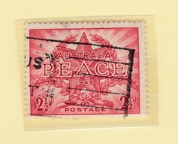 Australia Vintage Postage Stamp 1945 Peace 2 1/2d