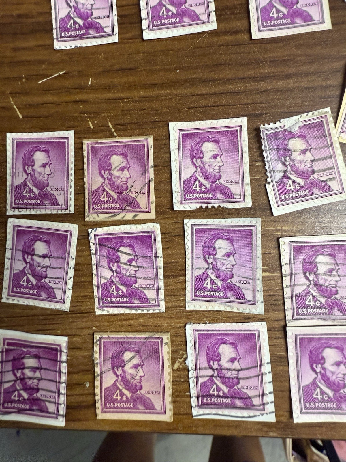 Postage Stamps Abraham Lincoln Purple Toned Used Us Postage Stamps 4cent 21count