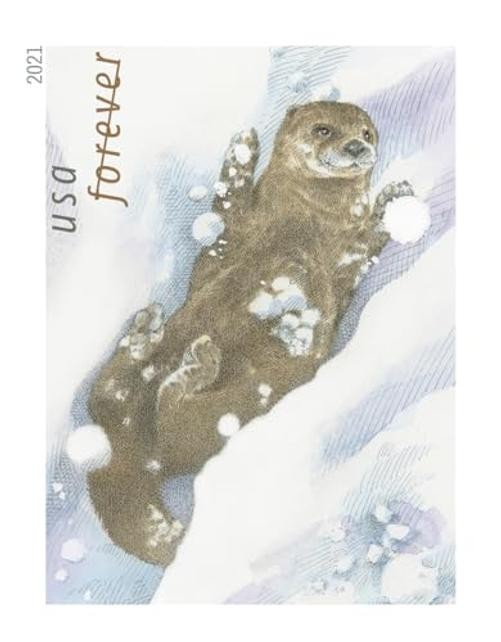 United States Postal Service Otters in Snow Postage Stamps (1 Booklet of 20