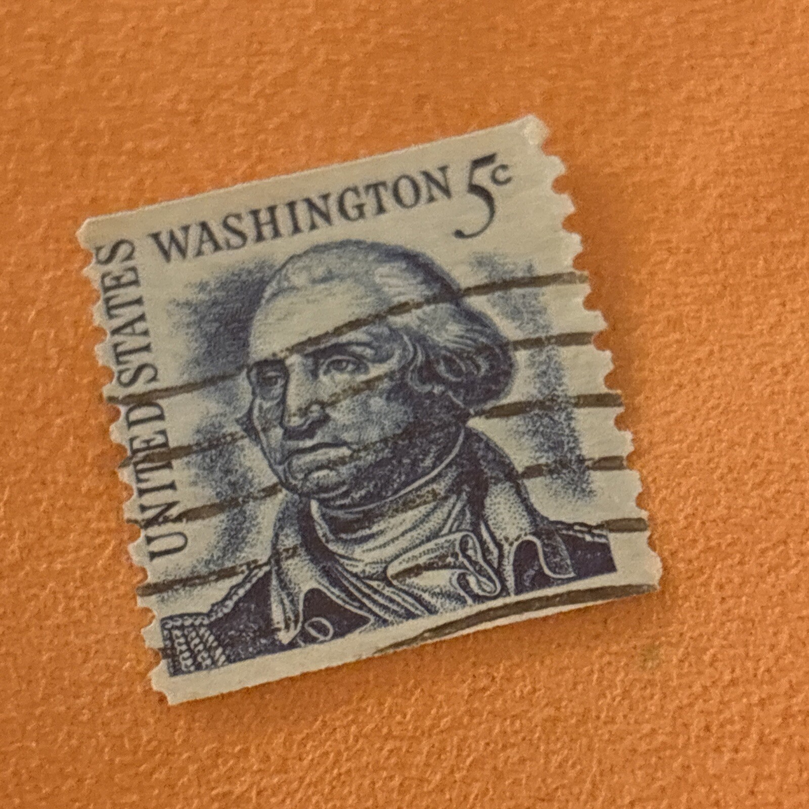 Vintage George Washington Blue 5 Cent Stamp (23)