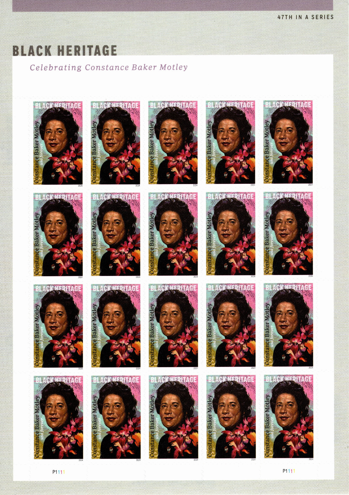 USA 2024 CONSTANCE BAKER MOTLEY IN MEMORY 20 FOREVER STAMPS SCOTT 5830 MNH