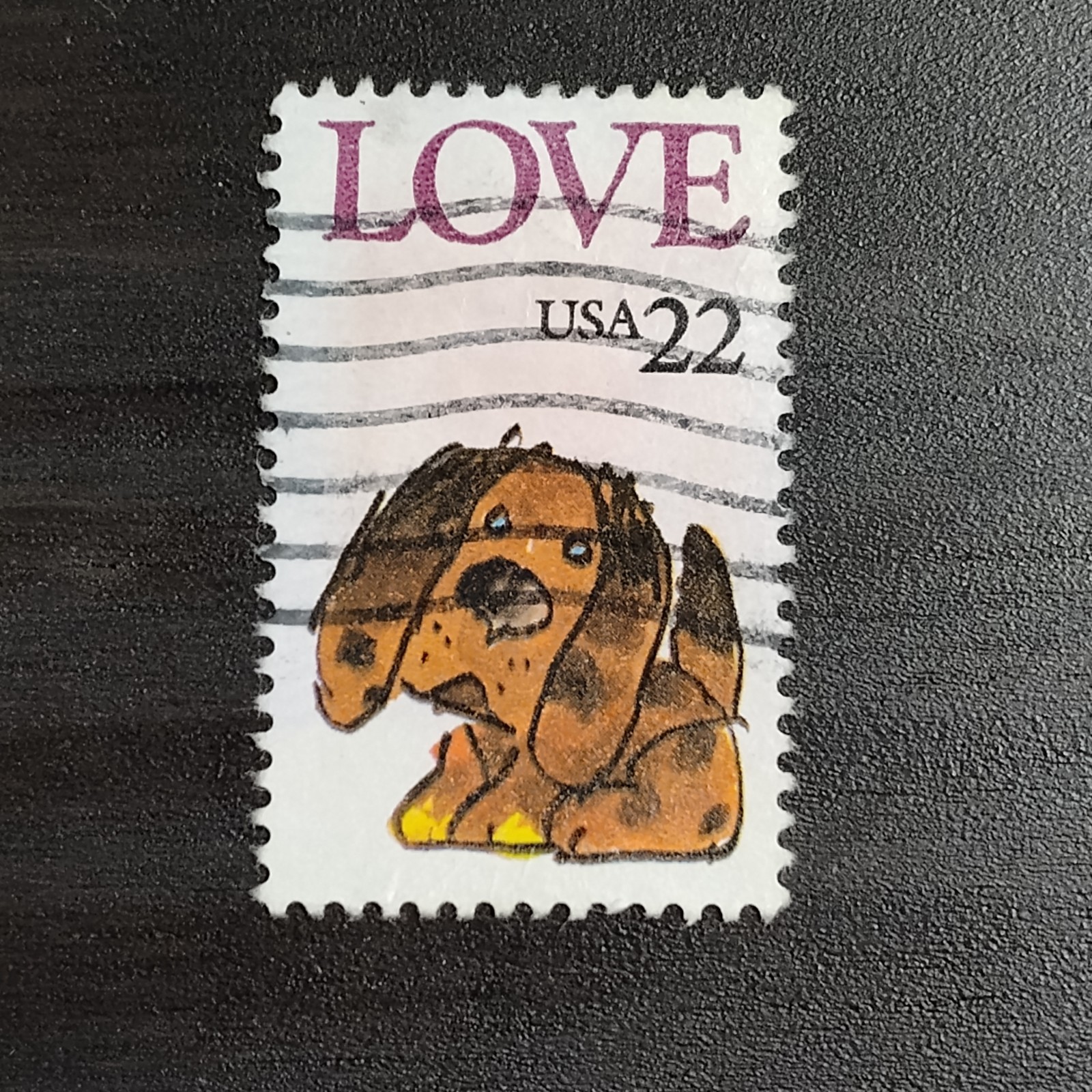 1986: 22 Cents, Love Series: Puppy, Scott #2202 – Vintage USA Stamp