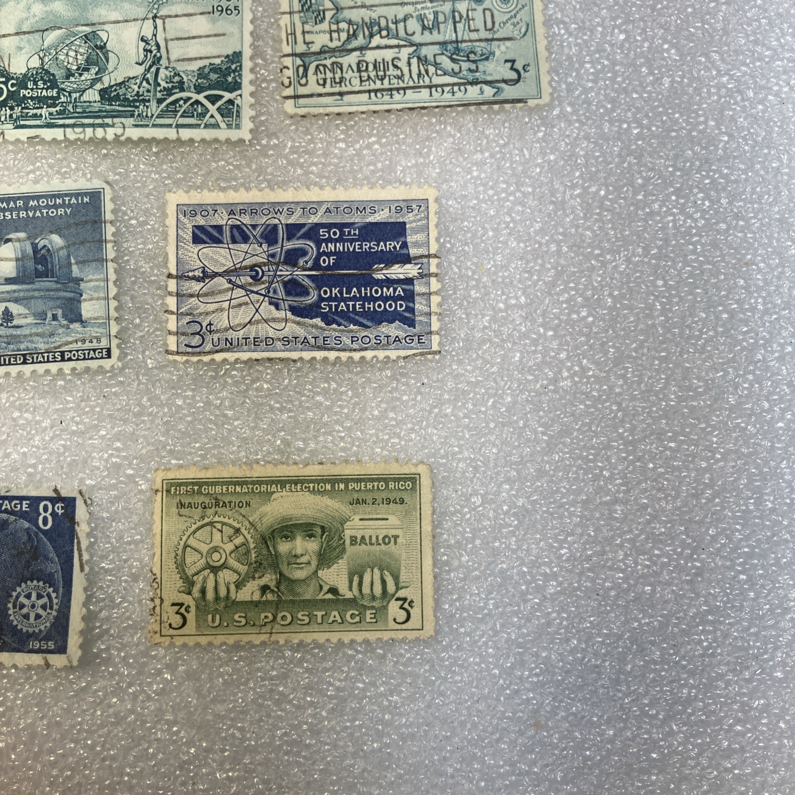15 USED/Cancelled Commemorative 3c 1941-1955 US Stamps. Varied Lot. $1 Ships.