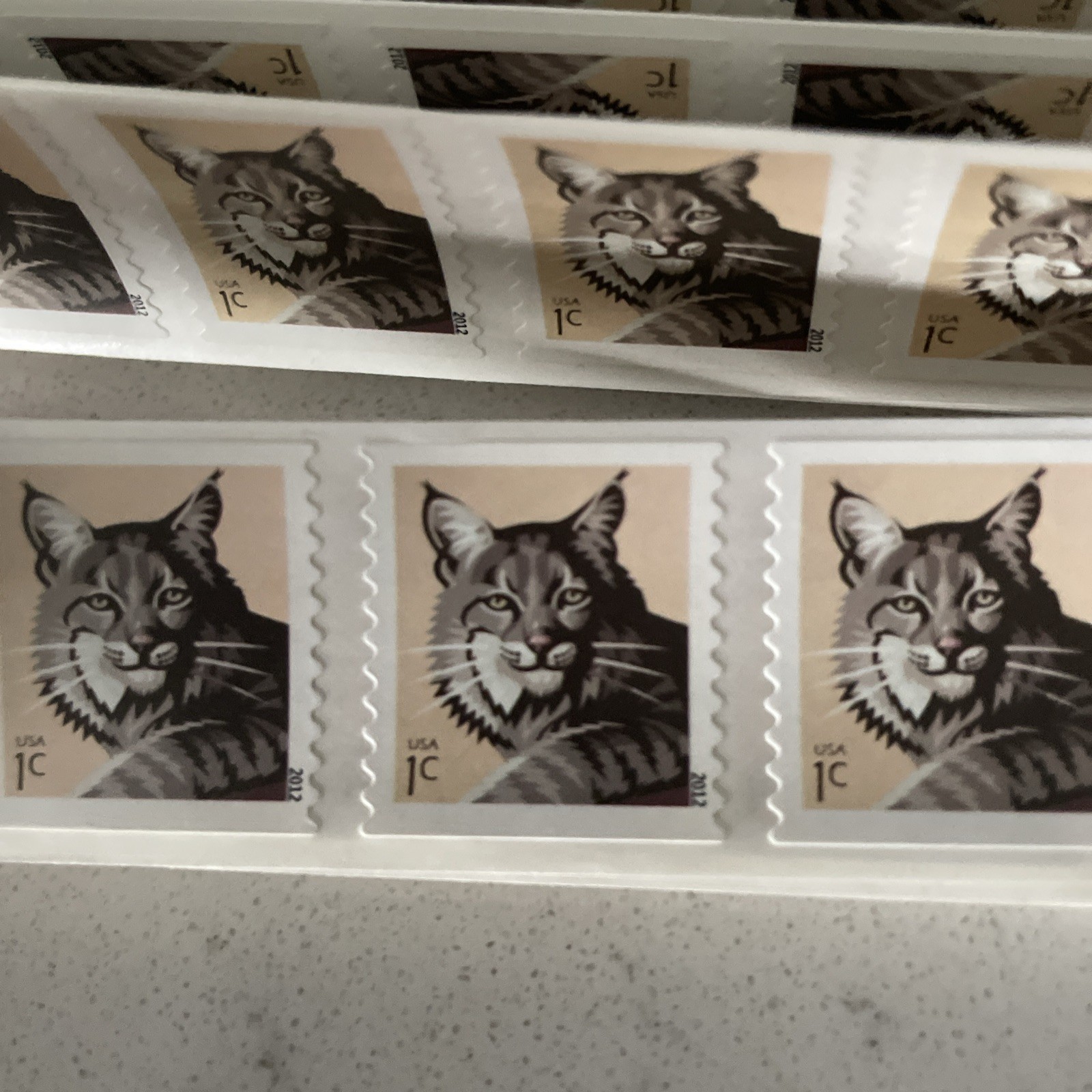 Bobcat (US American Wildlife Series) Stamps, 43 Sheets of 25 Stamps. 1,075 Total