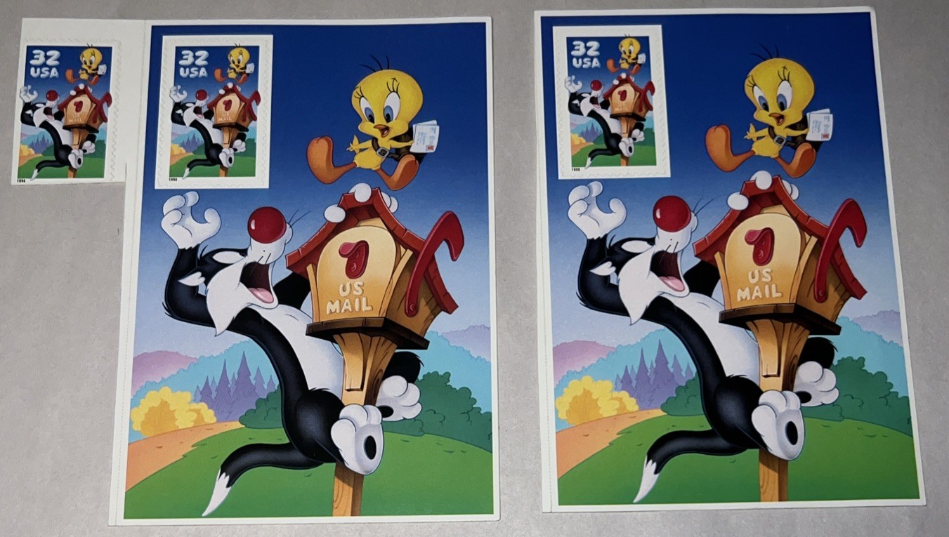 Sylvester and Tweety Bird Warner Bros Looney Tunes Cartoon USPS Stamp Collector