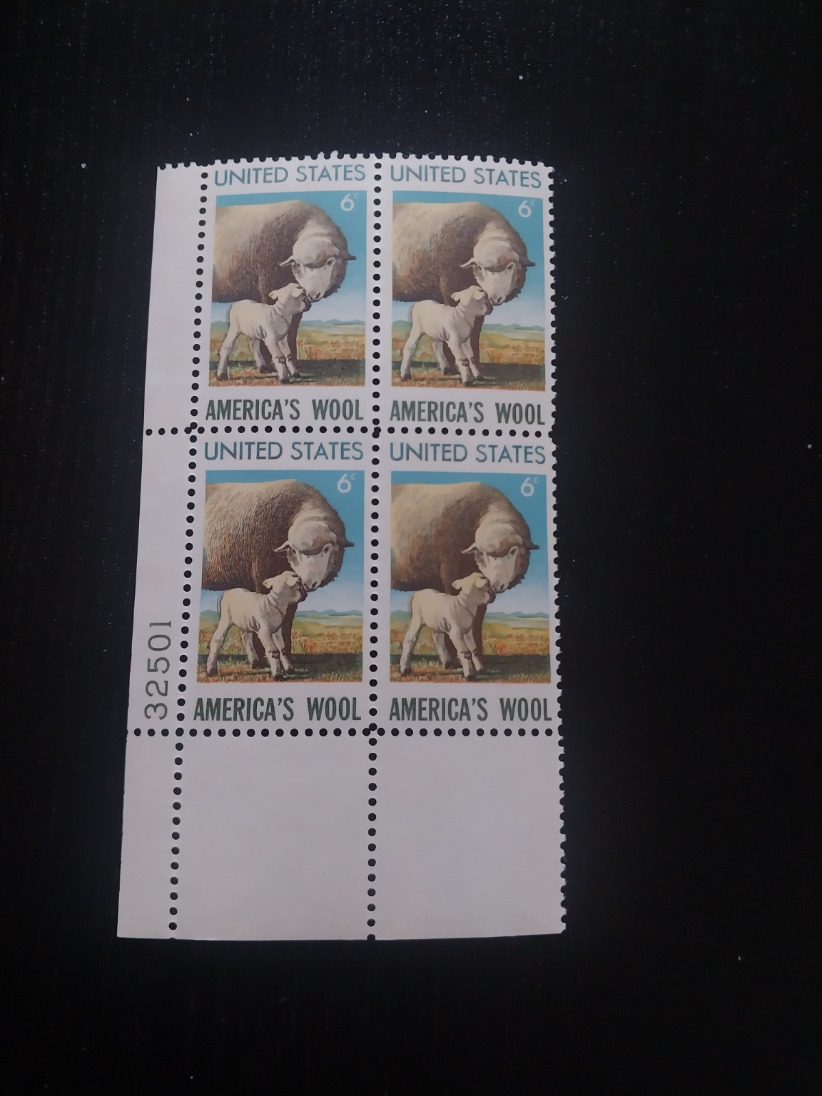 Block Of Stamps America’s Wool 6 Cents US Postage Unused