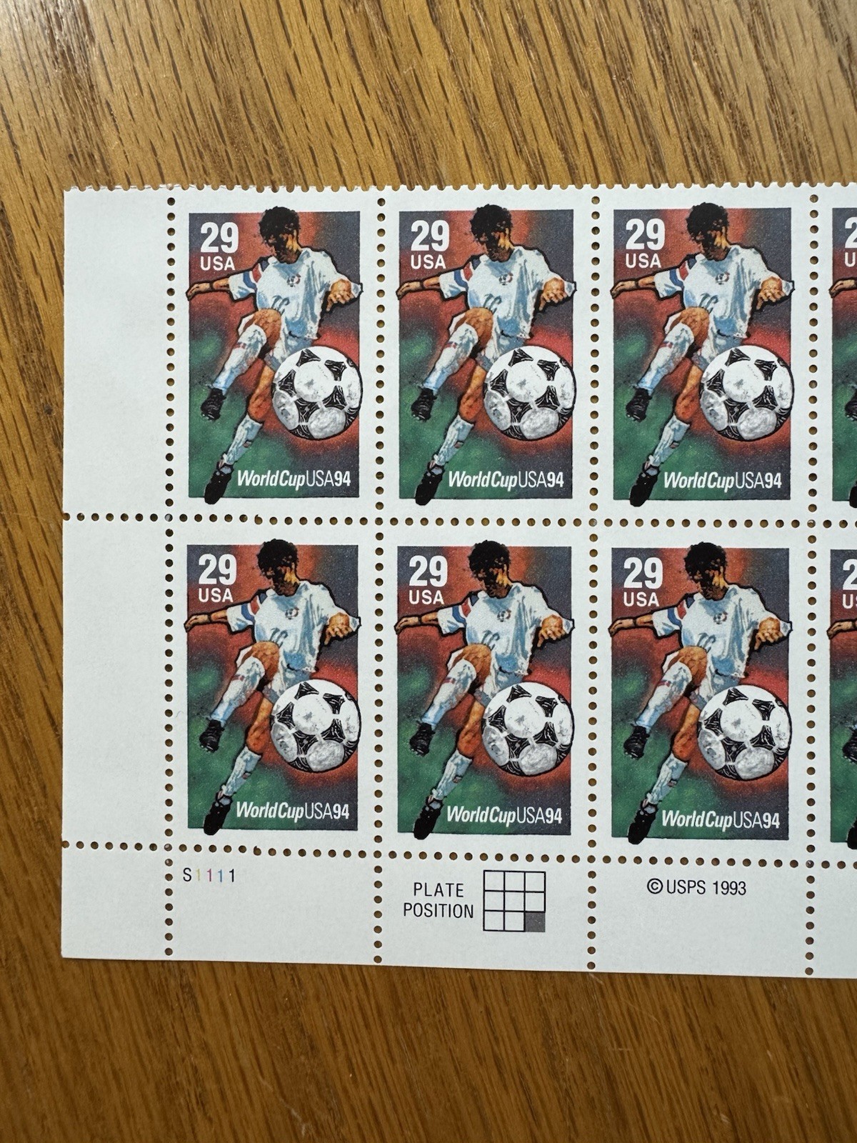 1994 USPS World Cup USA 29 Cent Stamps, 10 Block Mint Never Hinge, Soccer #2834
