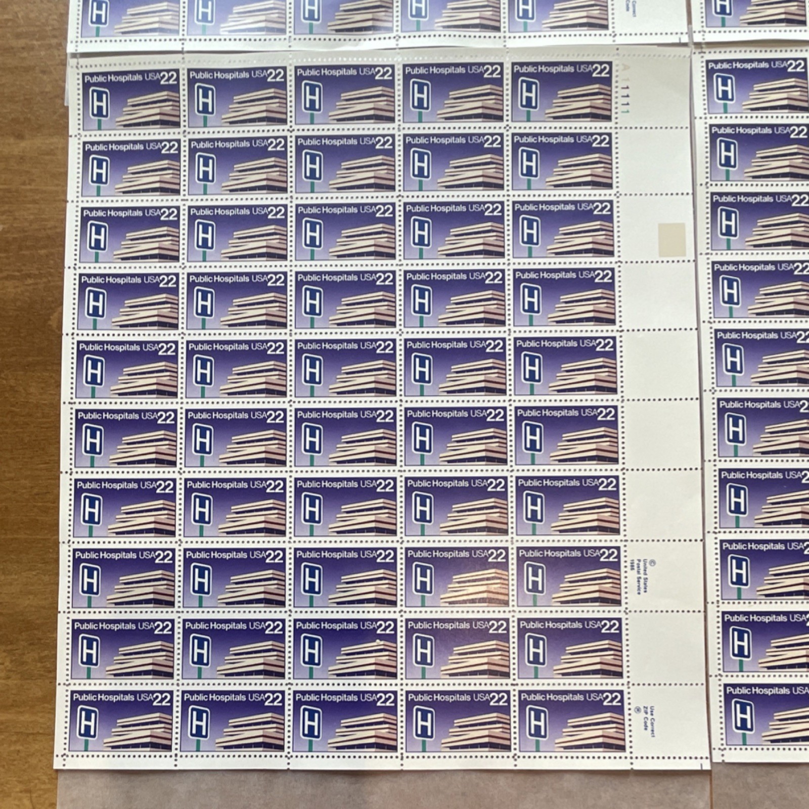 US Public Hospitals USA 22c Postage Stamp Full Sheet MNH Blue /White Scott# 2210