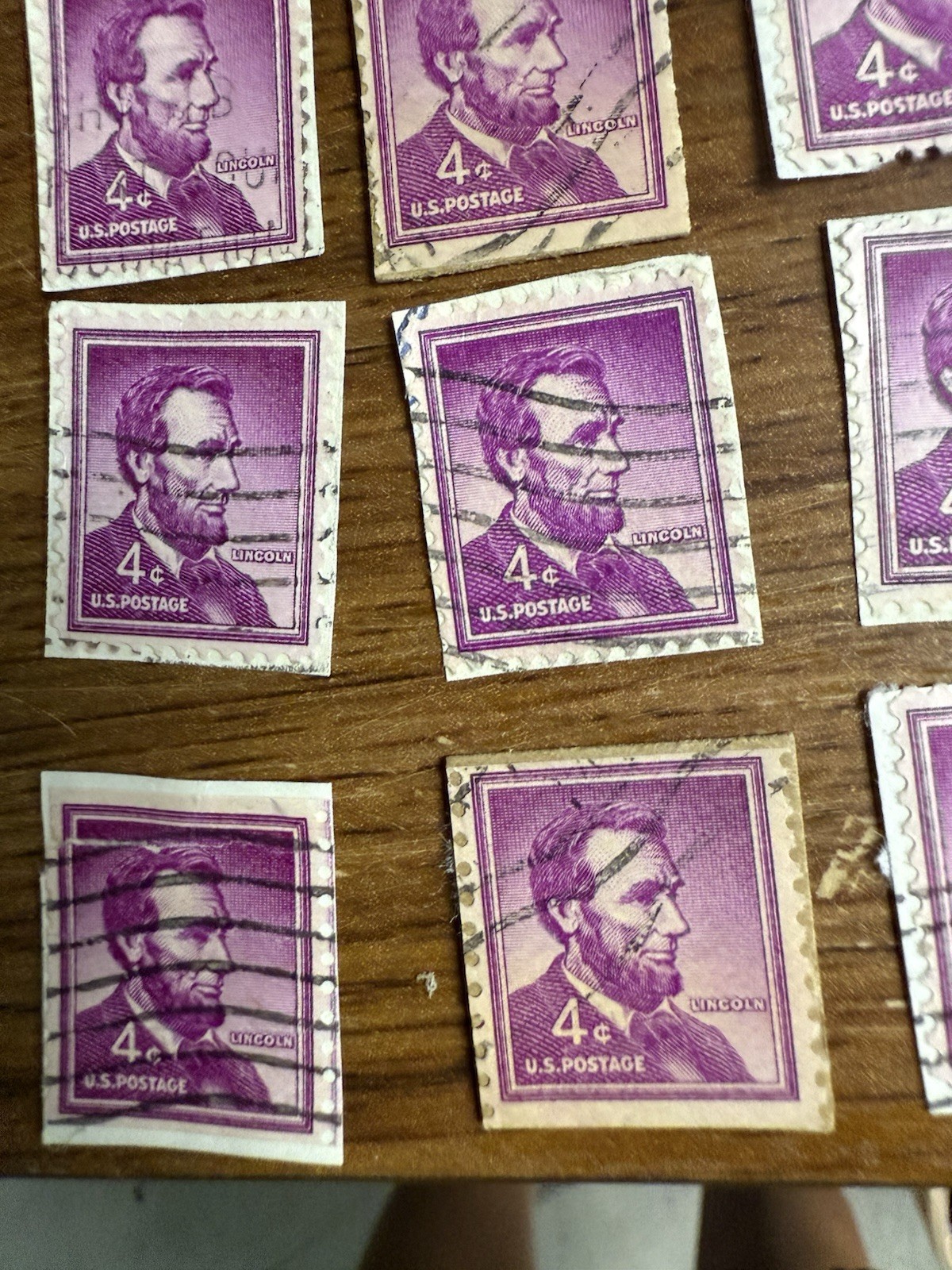 Postage Stamps Abraham Lincoln Purple Toned Used Us Postage Stamps 4cent 21count