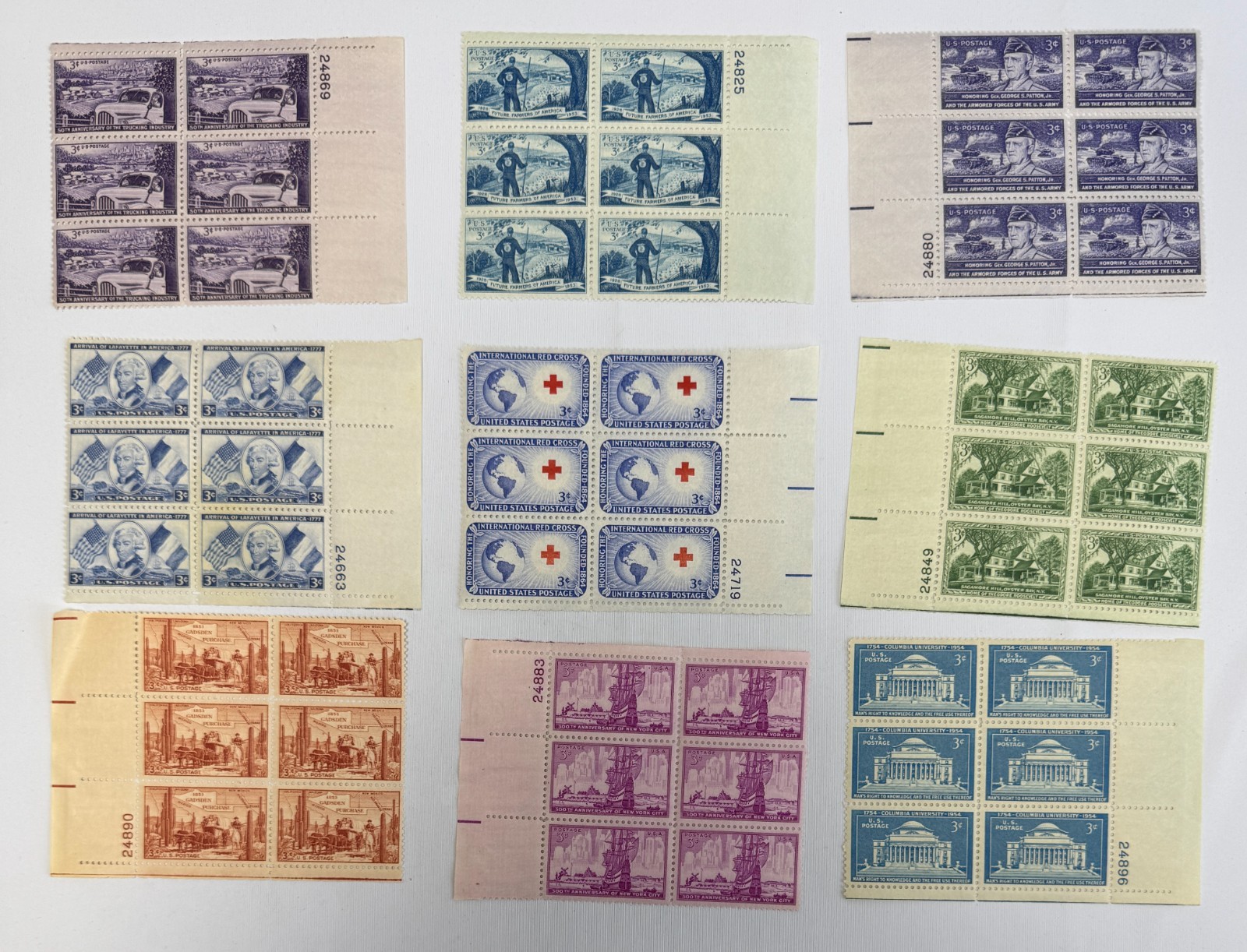 1954 US Commemorative Plate Block Collection MNH Transportation Military