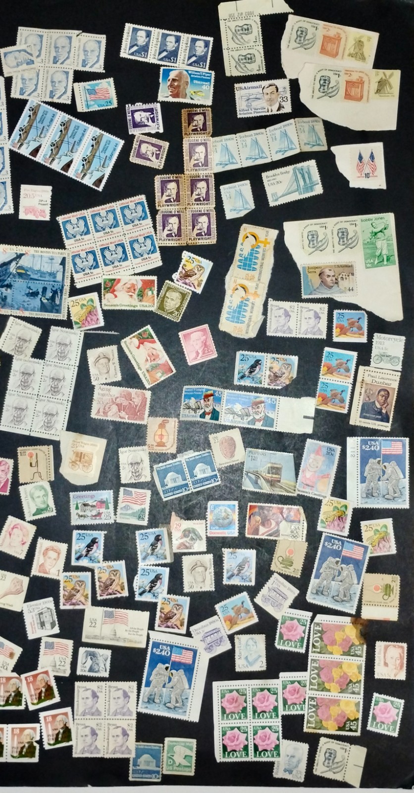 Mixed Lot of 200+ U.S. Vintage Stamps– High Denomination, non cancelled, Nice!!