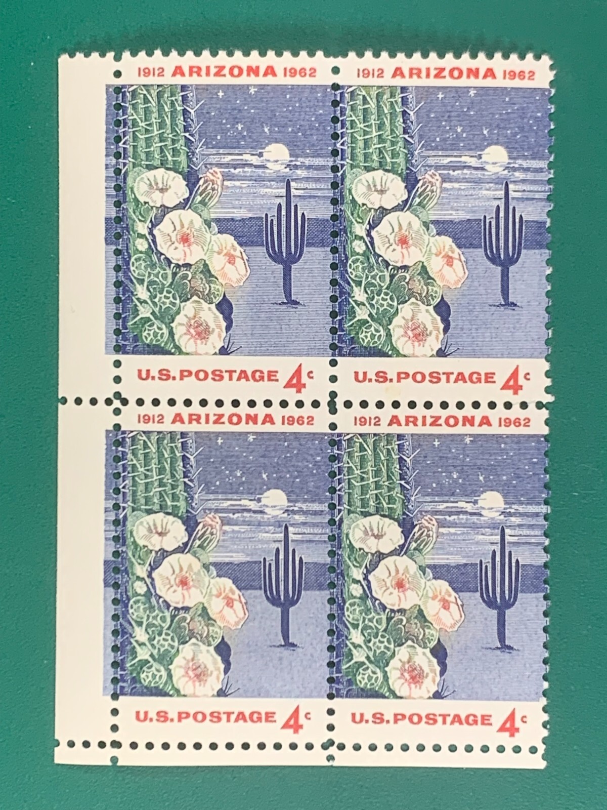US Postage Arizona 1962 4Cents Block Stamps Unused