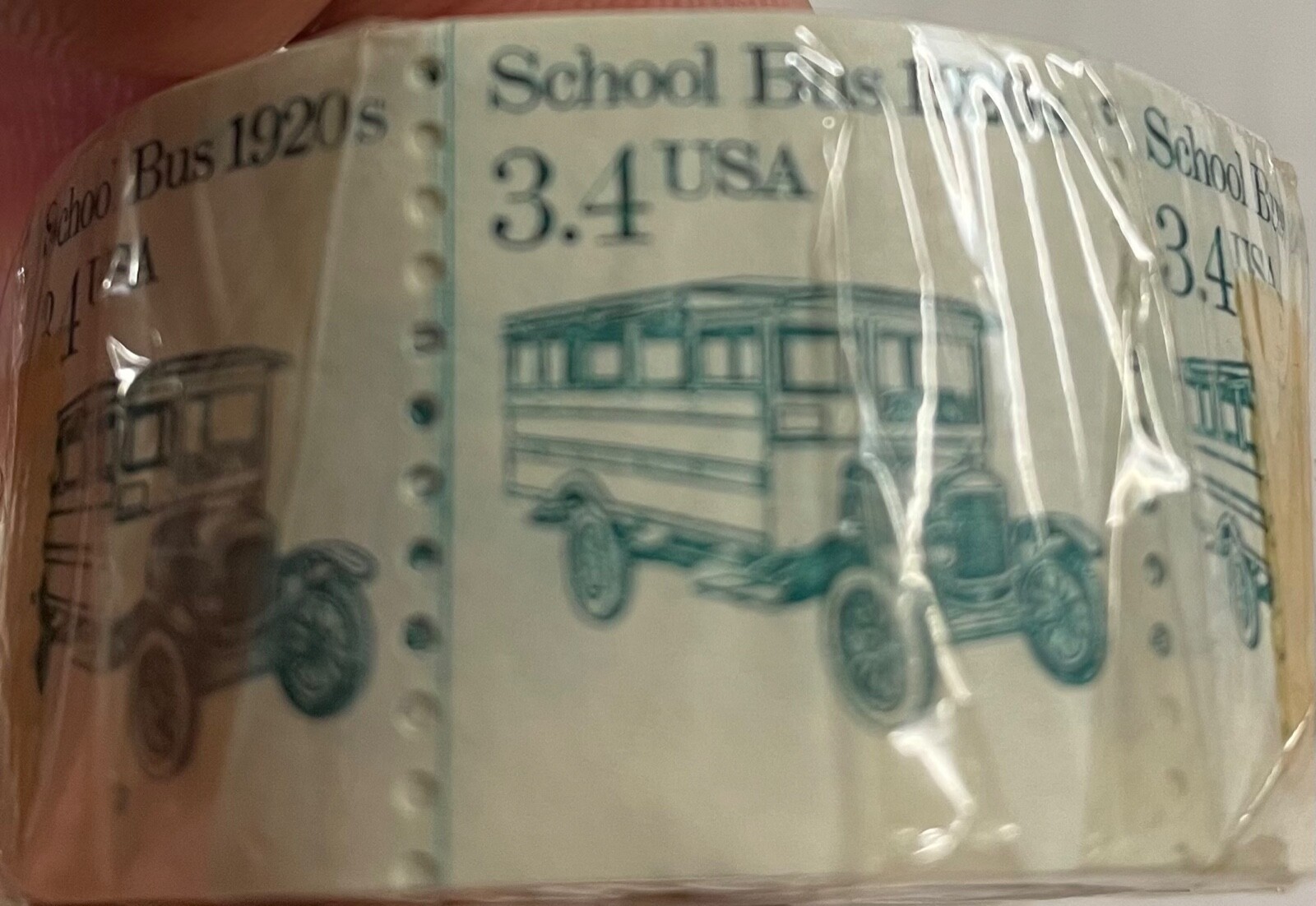 RARE 1979 3.4 CENT STAMPS 500 STAMP COIL ROLL ORIGINAL WRAPPING SCHOOL BUS TRANS