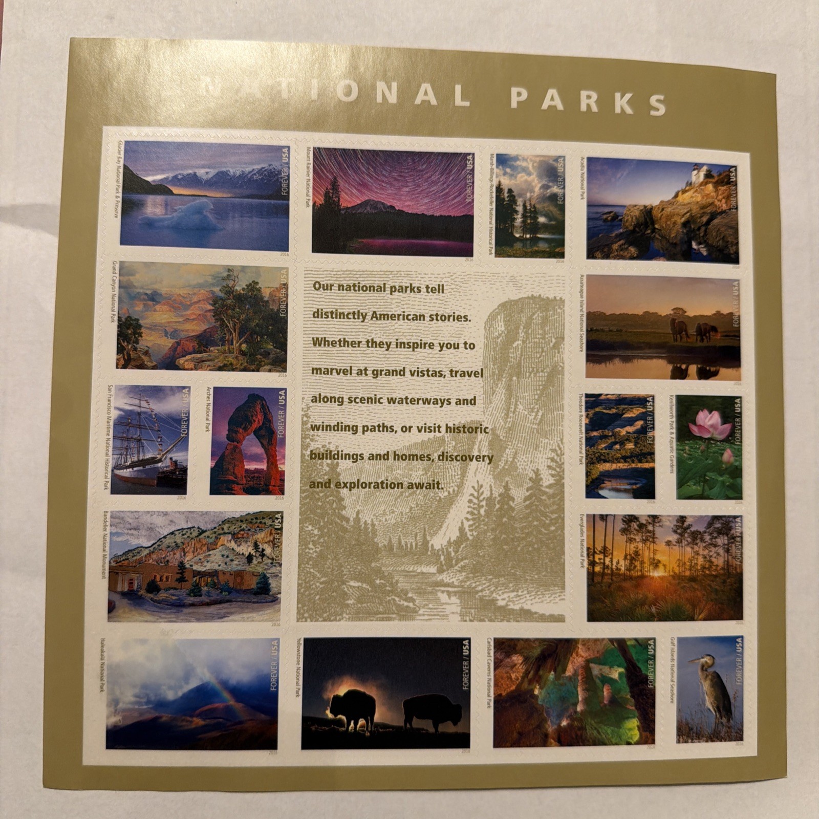 US SCOTT 5080 PANE OF 16 NATIONAL PARKS FOREVER STAMPS MNH