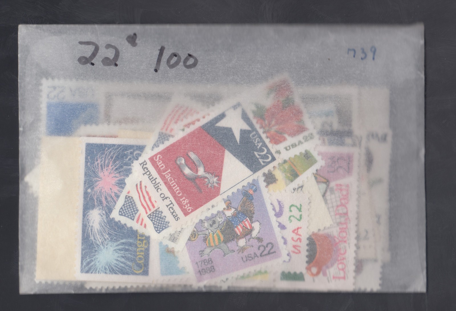US Discount Bulk Postage – $22 Worth of 22 Cent Stamps – 100 Stamps Below Face!