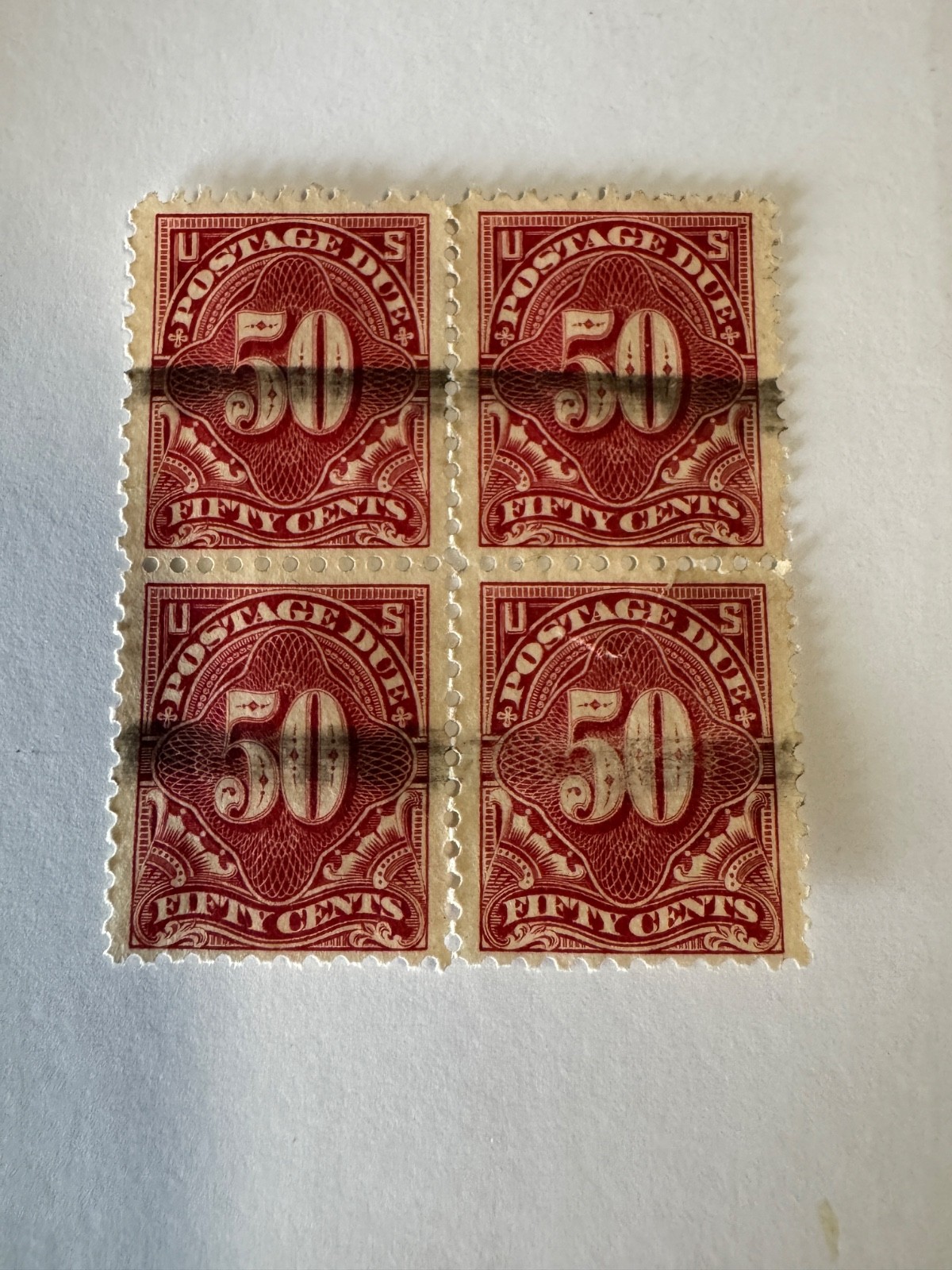 J67b Postage Due Block of 4 Used