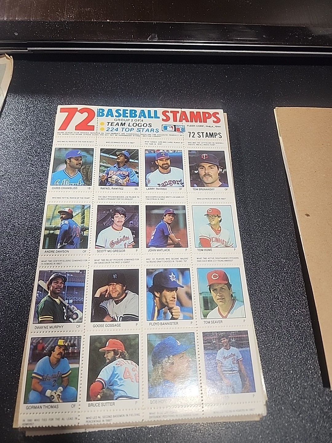 1983 Fleer Baseball Stamp Sheet Complete Set (1-4)