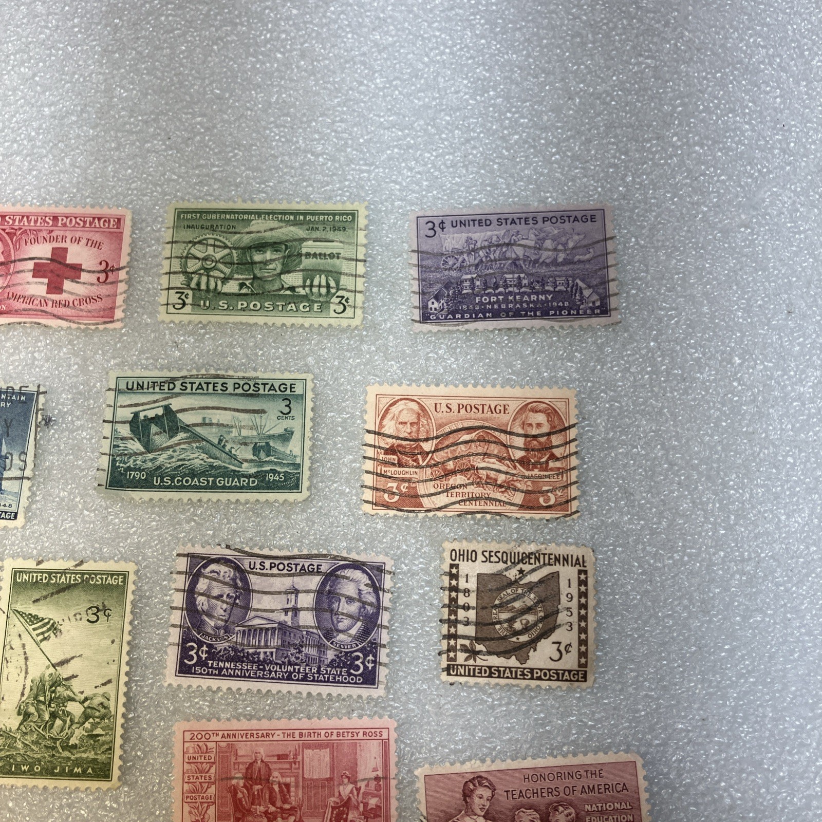 15 USED/Cancelled Commemorative 3c 1941-1955 US Stamps. Varied Lot. $1 Ships.
