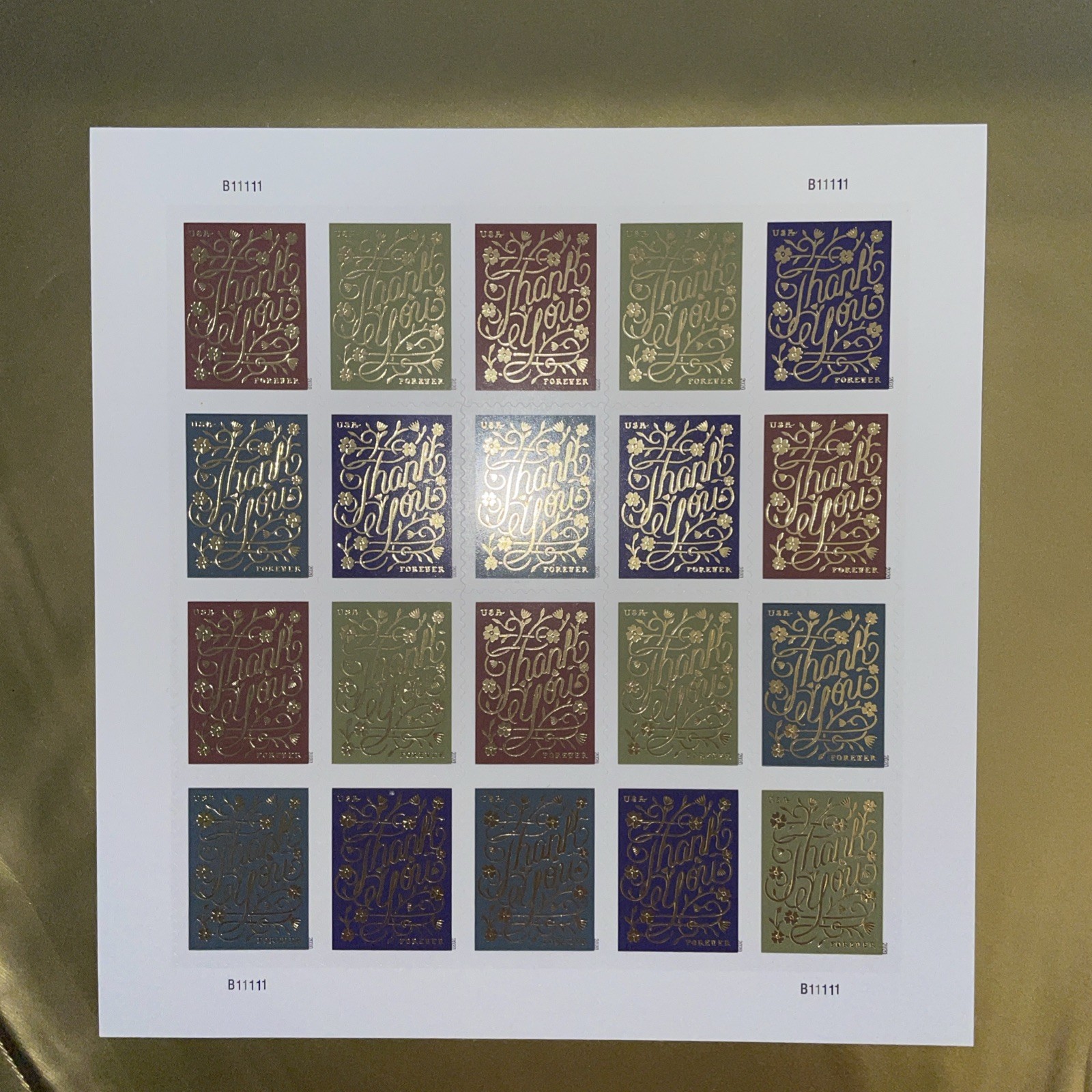 Thank You Pane of 20 + 3 Blocks Of 4 Forever Stamps + 4 FDC & 4 DCP envelopes