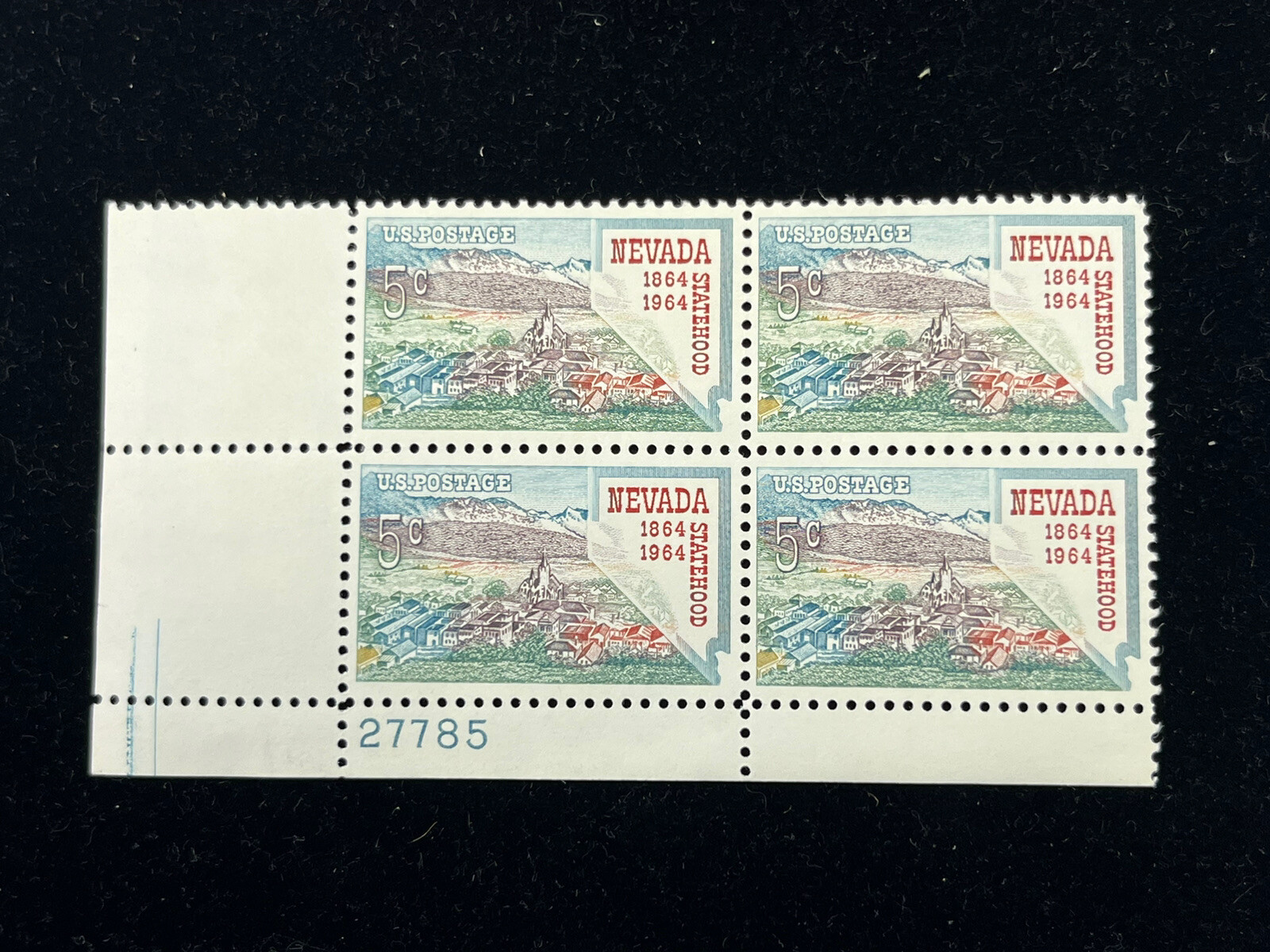 Stamps Scott #1248 Block of 4 MNH Nevada Statehood 5Cent 1964