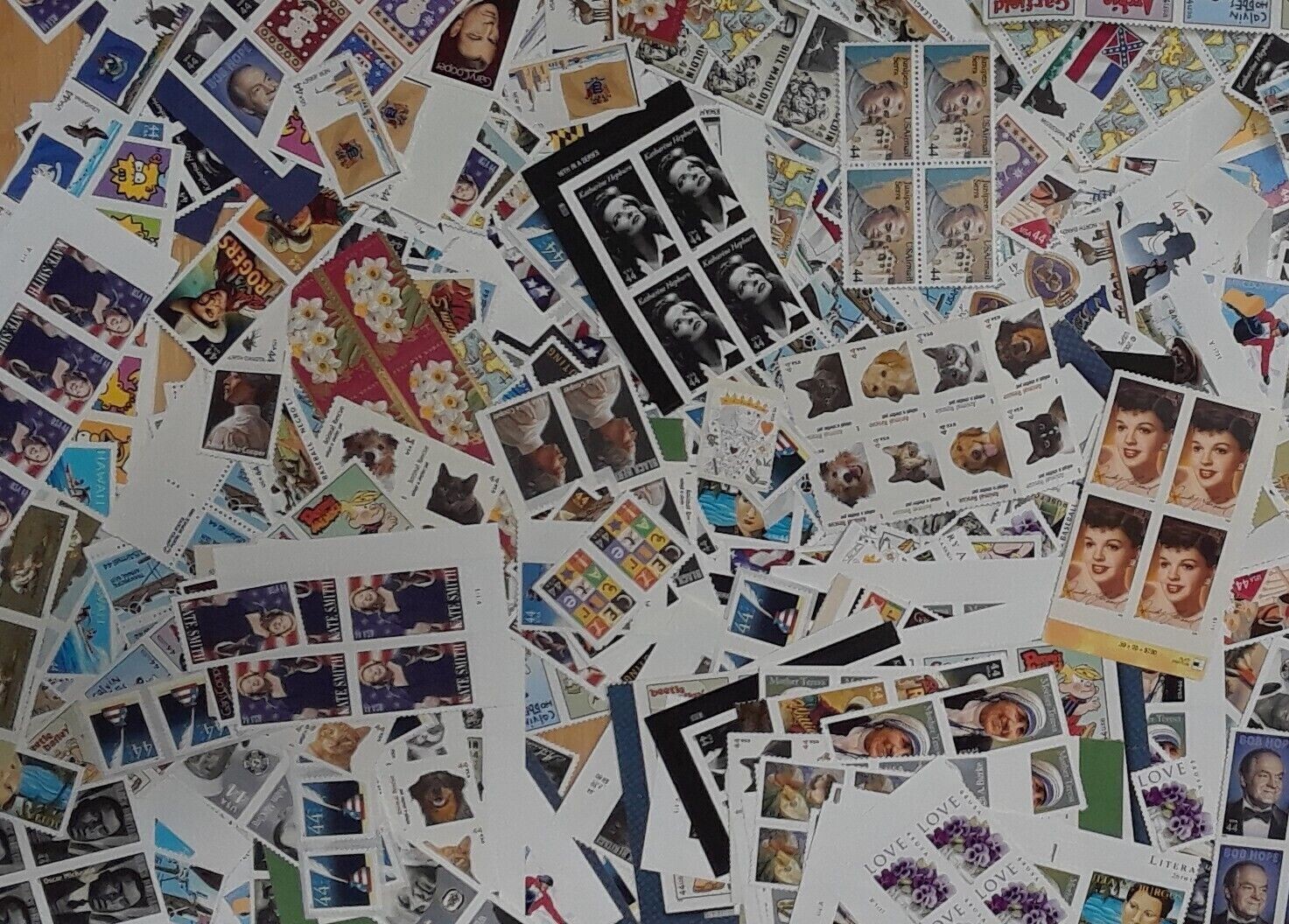 Mixed 51 of New/Usable Multiples, Strips & Singles of 44¢ US Postage Stamps USA