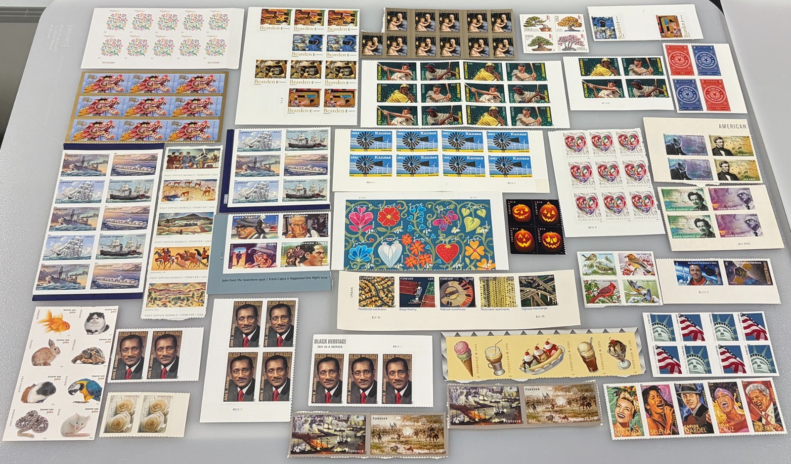 Large Lot of USPS Forever Stamps, Wide Variety of 1,127 Stamps, Face Value: $879
