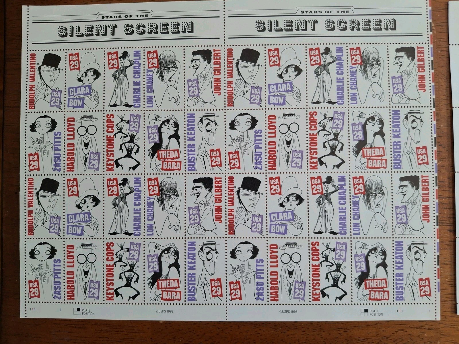 Five (5) Sheets 180 Stamps of Assorted Mixed Designs of 29¢ US Postage Stamp 3