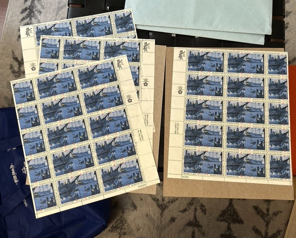 LOT 4 Sheets Of 50 Each US SCOTT 1480-1483 PANE BOSTON TEA PARTY 8 CENT MNH