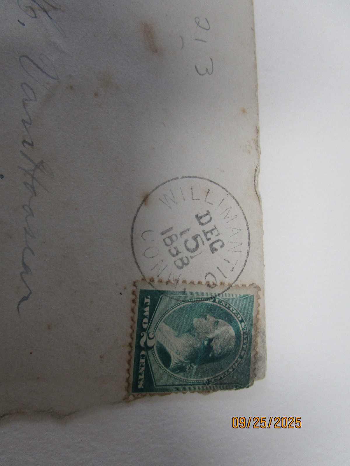 WASHINGTON 2 CENT STAMP POSTCARD POSTMARKED 1888 DEC 15 STAMP EPHEMERA