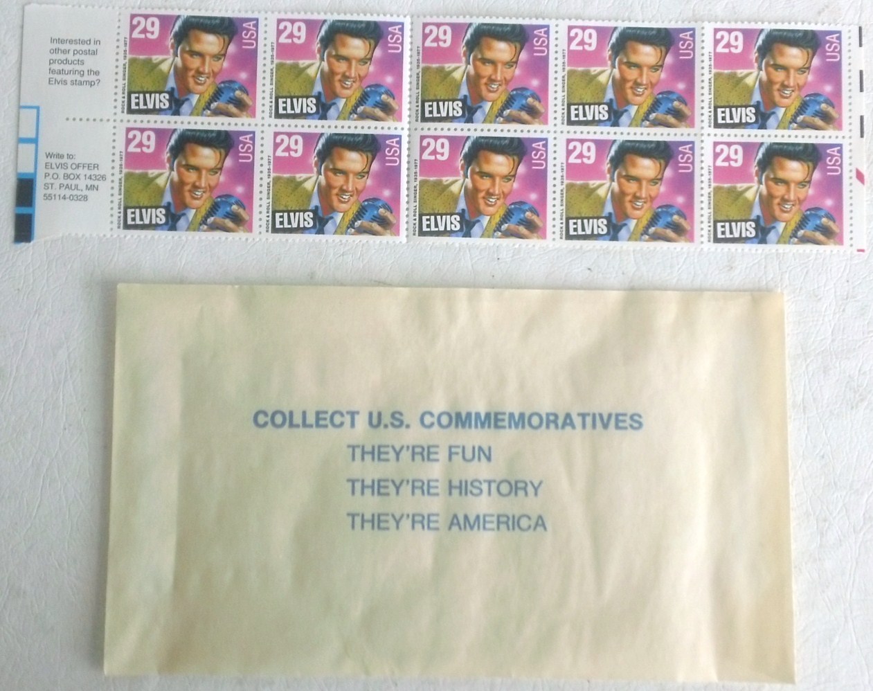 Elvis Presley 29¢ Postage Stamps, Never Used, Lot of 10 Stamps, 1993