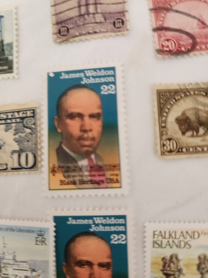 25 VINTAGE STAMP LOT Falkland Islands “Canal Zone” NRA James Weldon Chennault