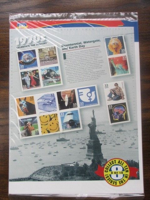 US Postage stamps. Celebrate the Century 1970 stamps, 15 33 cent stamps