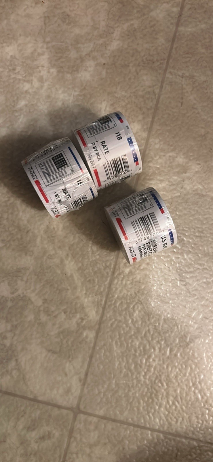 3 Rolls (300 Total) United States American Flag Stamp USPS Mint, Never Hing