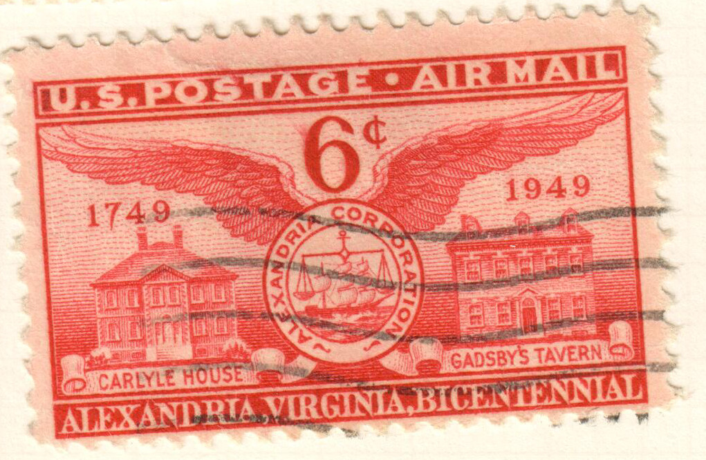 USA – Airmail Stamp – 1949 The 200th Anniversary of Alexandria, Virginia