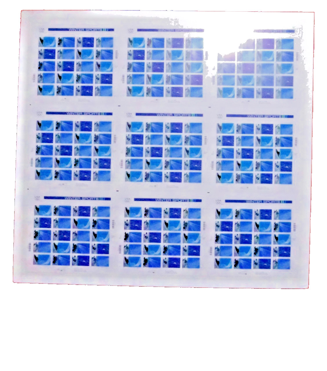 US 3552-55 Winter Olympics UNCUT PRESS SHEET 9 PANES of 37 cent @ 80% FV