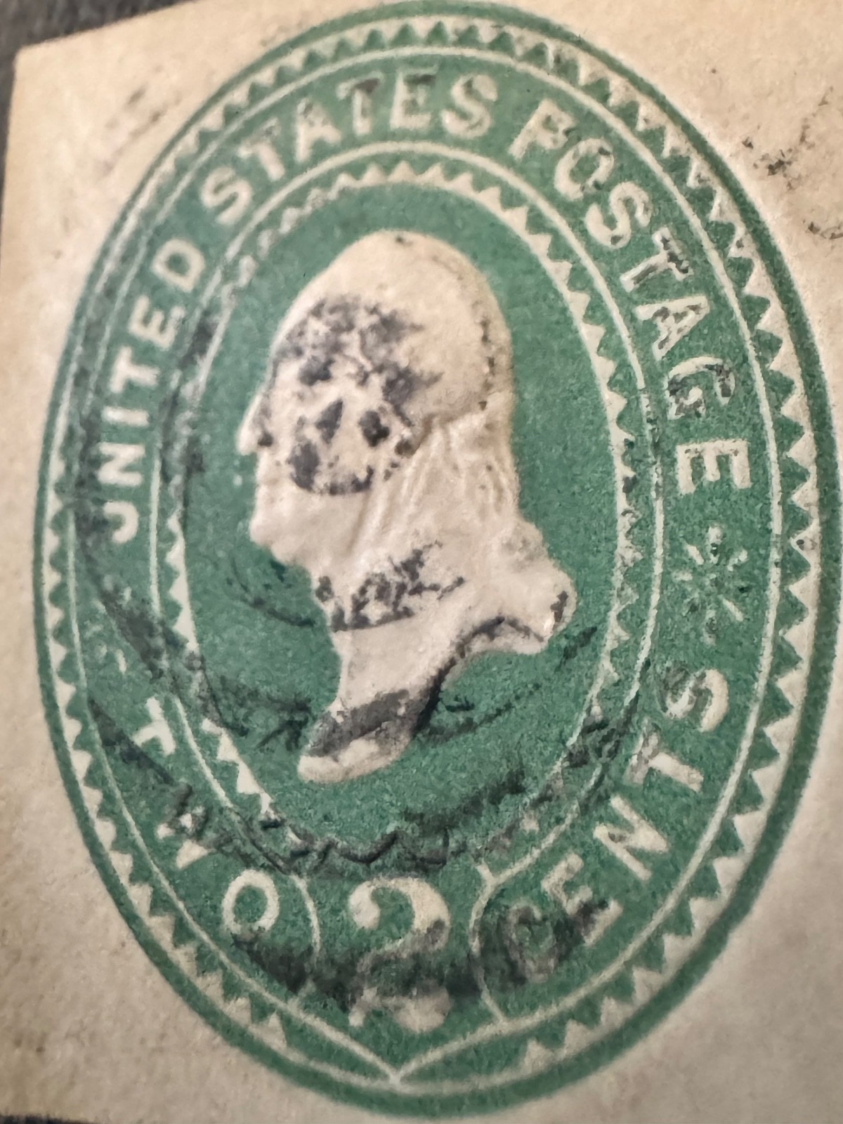 2-Cent Washington Green Stamp Cancelled & With/ sign of hinge