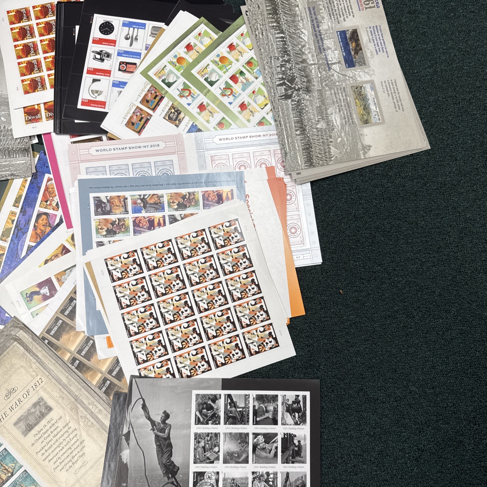 Forever stamp sheets 1000 stamps unused nice assortment Face $780