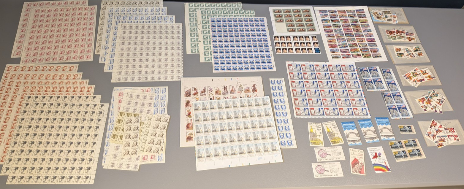 US Mint Postage Lot $300+ Face Value MNH Sheets Booklets Blocks Discount Postage