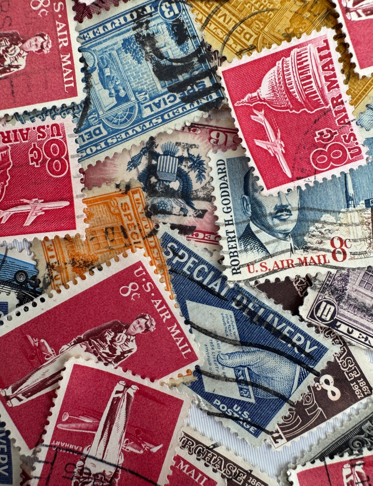 Large Vintage US Airmail and Special Delivery Stamp Lot 150+ Used Transportation