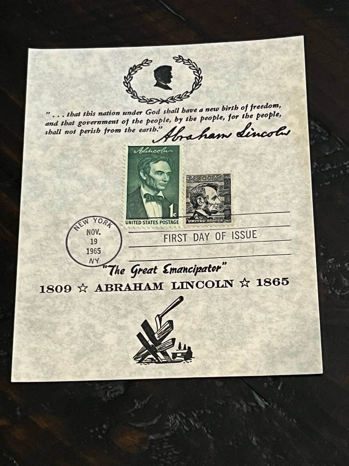 Lincoln Great Emancipator May 1966 First Day of Issue Commemorative Sheet