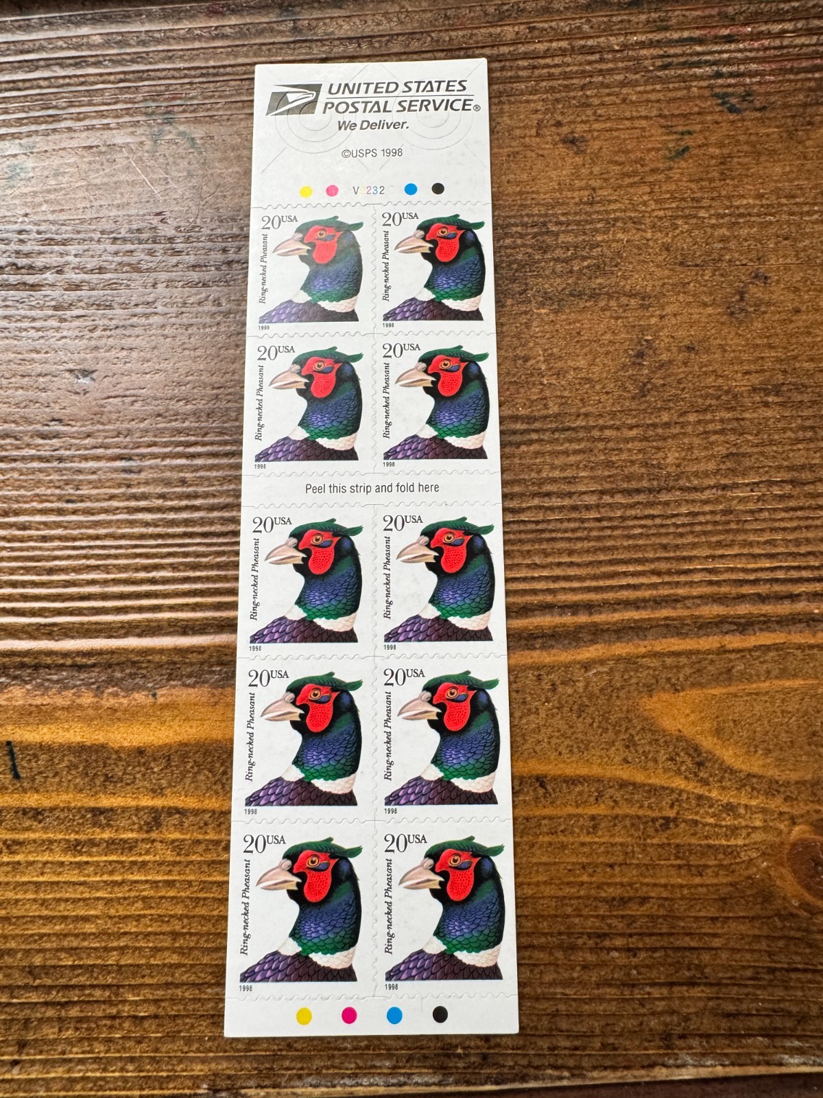 United States 20¢ Ring-Necked Pheasant Postage Stamp #3050b Full Booklet