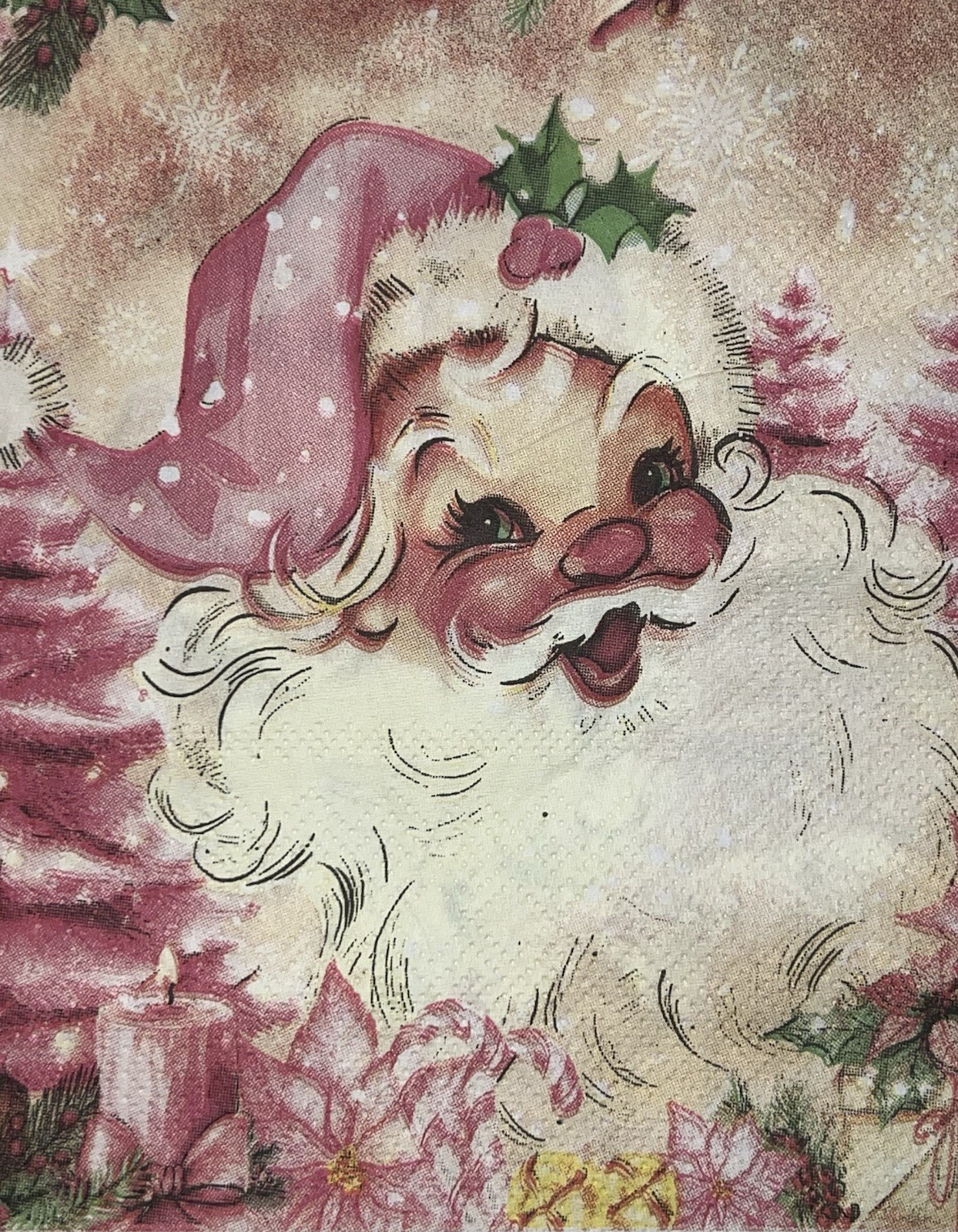 TWO Paper LUNCHEON Decoupage Craft Napkins – CHRISTMAS SANTA VINTAGE /retro /6.5