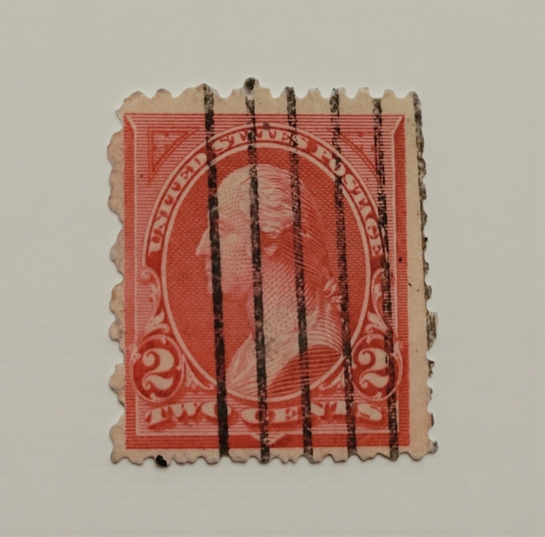 1894 Scott #252 George Washington Carmine Type III, 2-Cent Stamp Post Marked