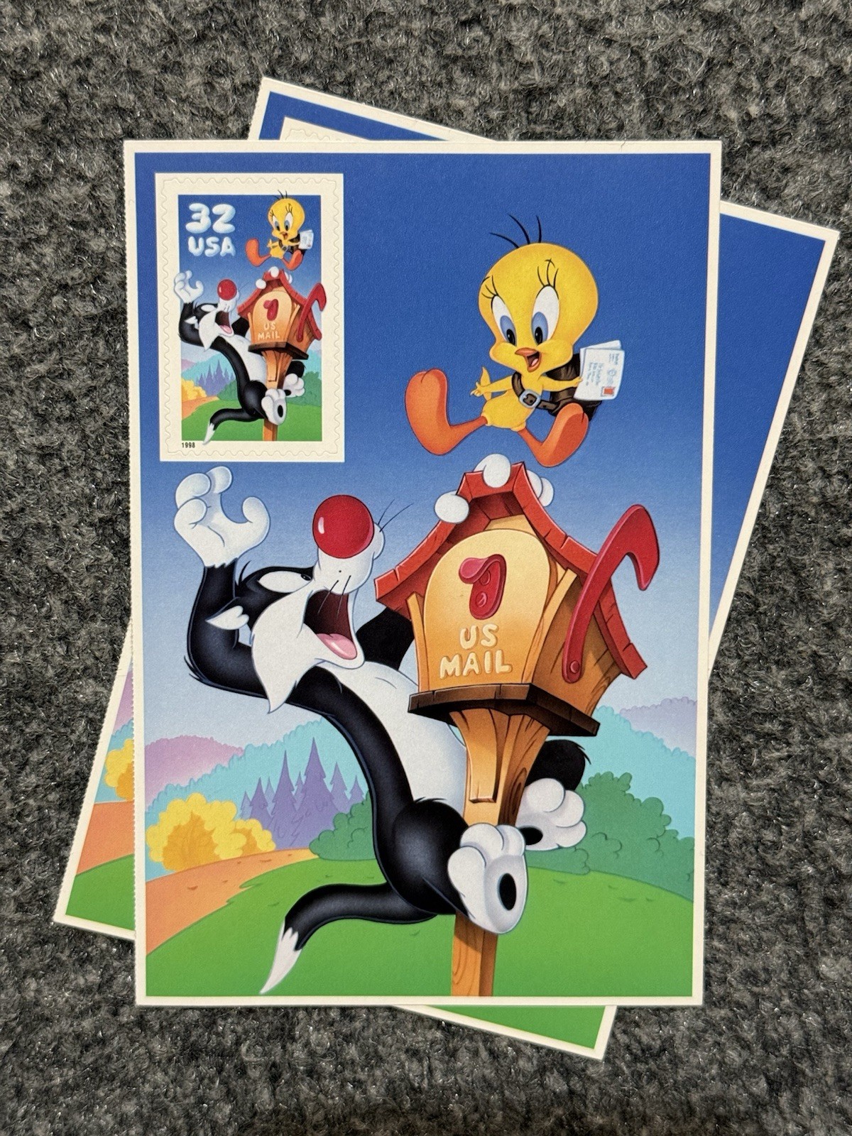Sylvester and Tweety Bird Warner Bros Looney Tunes Cartoon USPS Stamp (TWO)
