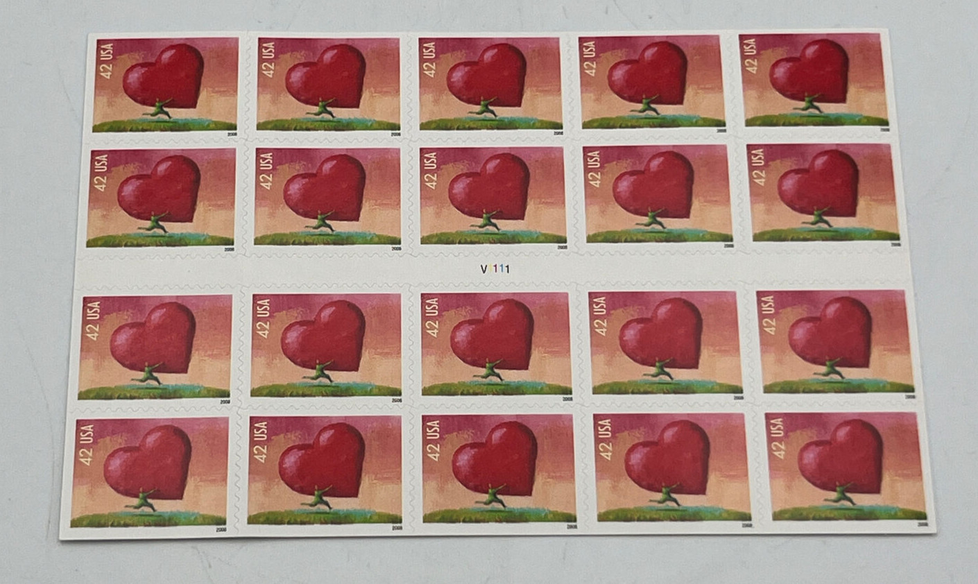 Love All Heart Full Pane of Twenty 42 Cent Stamps Scott 4270a