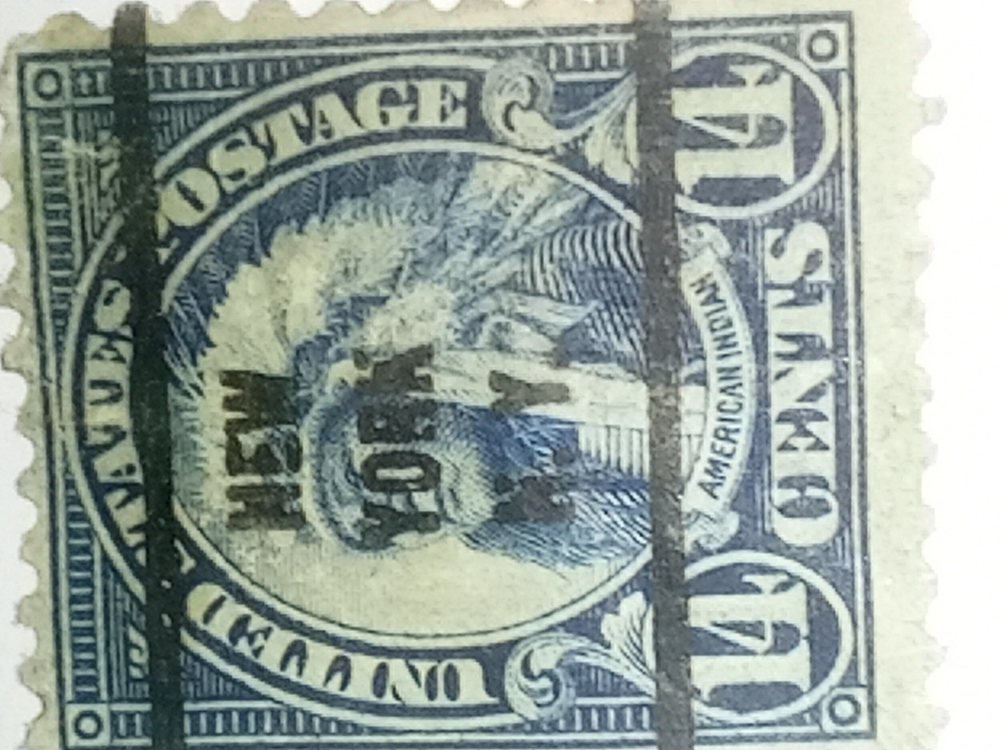 1922-1925 US American Indian Deep Blue Stamp Used 14¢
