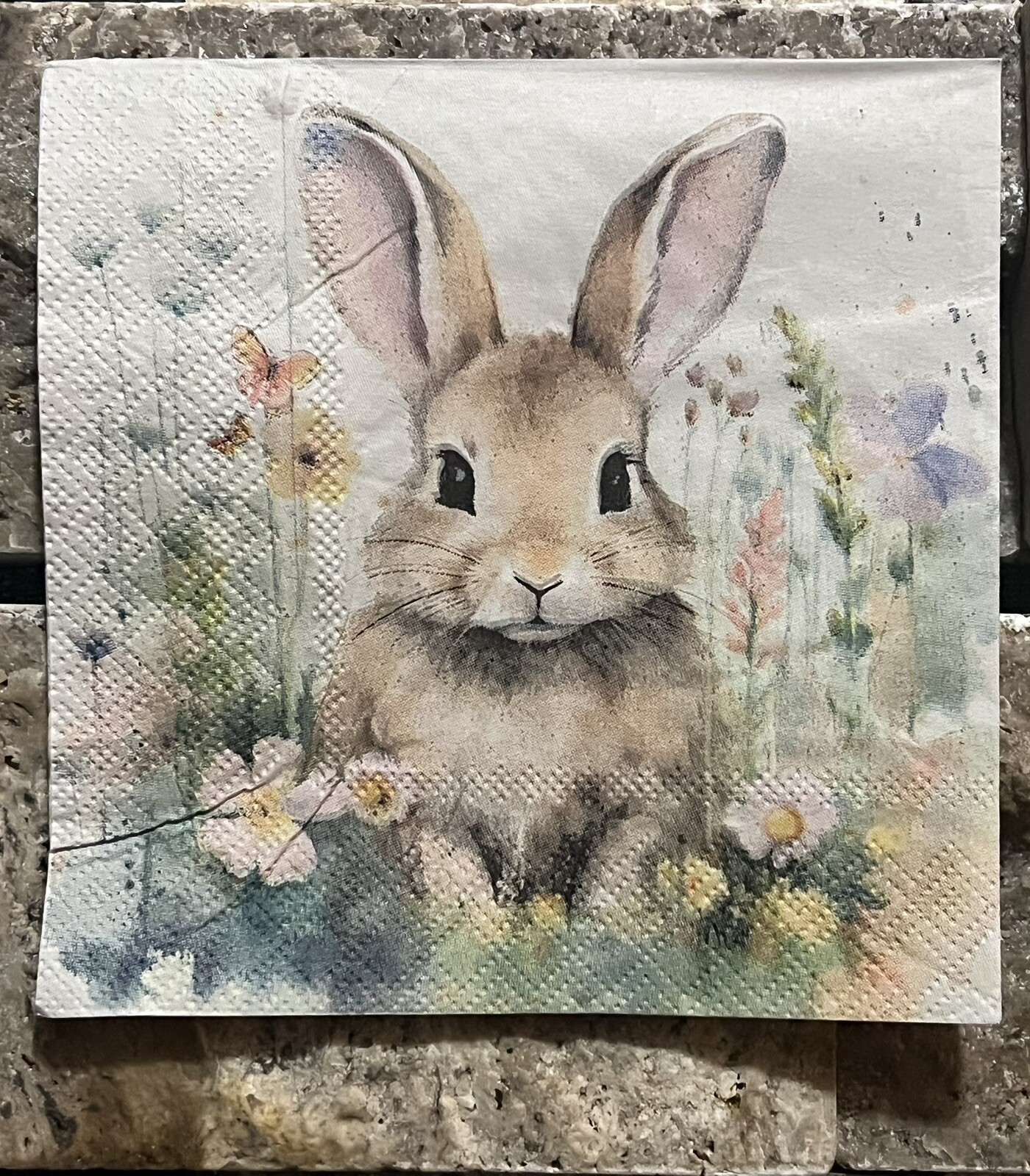 TWO Paper Beverage Decoupage Art Craft Napkins – EASTER BUNNY RABBIT-watercolor