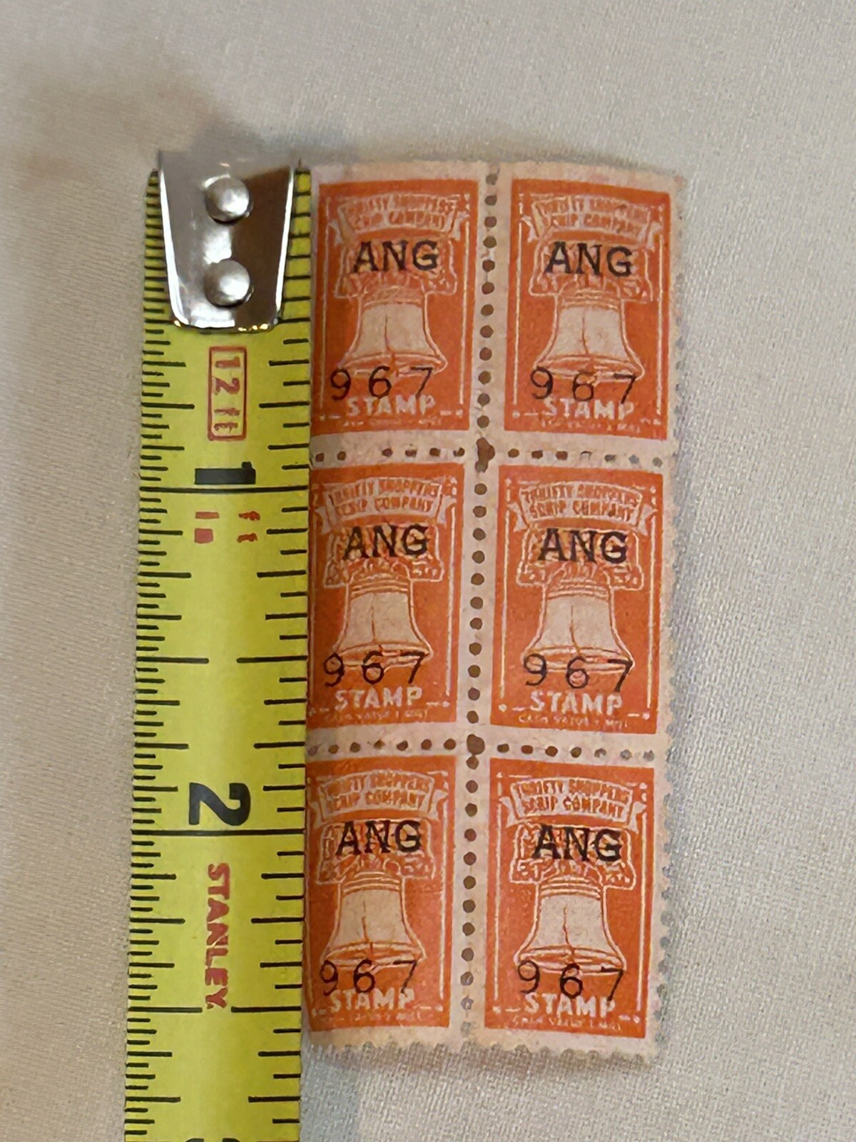 Lot of 6 Orange Bell Gift Stamps No # 967 ANG Thrifty Shopper Script company
