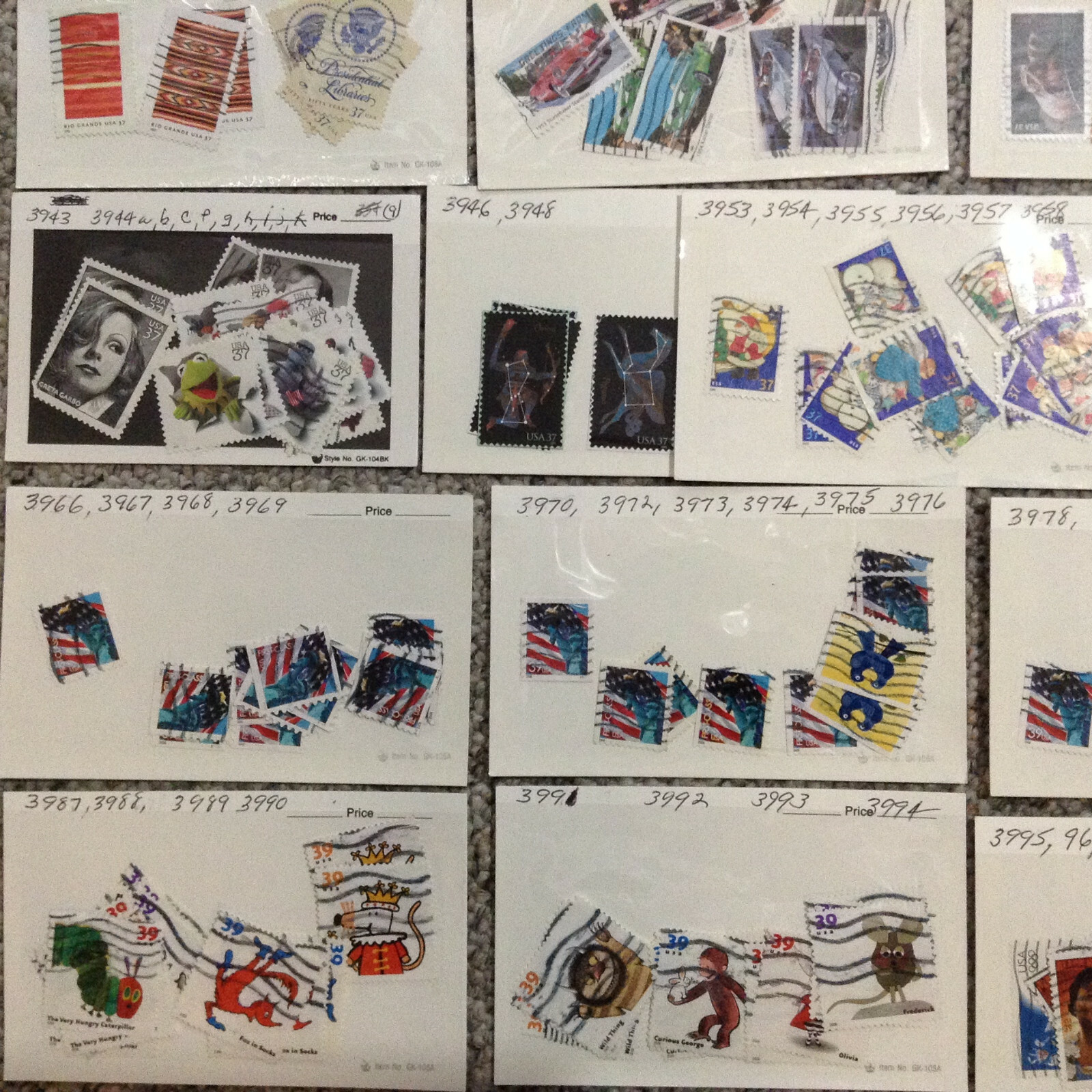 United States Stamps in 21 Envelopes W/91 Stamps Scott #3901 to 3999 ” SEE LIST”